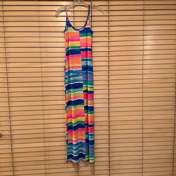 Lilly Pulitzer Gigi Beach Maxi Blurred Stripes Side Slits Dress - Picture 7 of 8